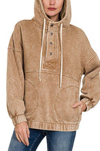 Acid Wash Fleece Oversized Pocket Hoodie