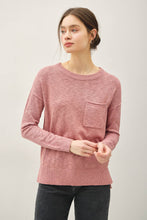 SLUB YARN ROUND NECK SWEATER WITH CHEST POCKETS
