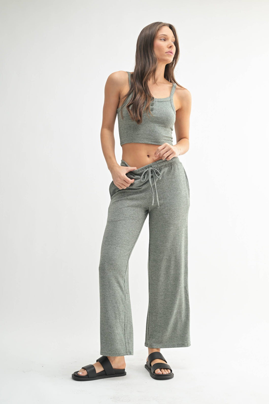 Brushed Wide Leg Lounge Pants