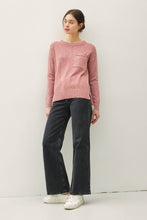 SLUB YARN ROUND NECK SWEATER WITH CHEST POCKETS