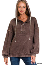 Acid Wash Fleece Oversized Pocket Hoodie