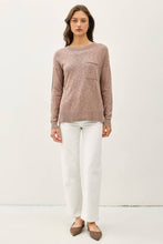 SLUB YARN ROUND NECK SWEATER WITH CHEST POCKETS