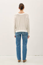 STRIPED V-NECK LIGHTWEIGHT SWEATER