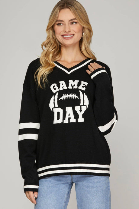 Game Day V Neck Varsity Sweater