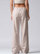 Blue Pinstripe Drawstring Wide Leg Lounge Pants