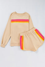 Stripe Pullover & Shorts Two Piece Casual Set