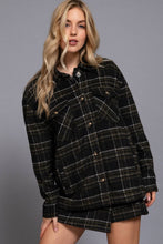 Long Sleeve Inside Faux Fur Brushed Plaid Jacket