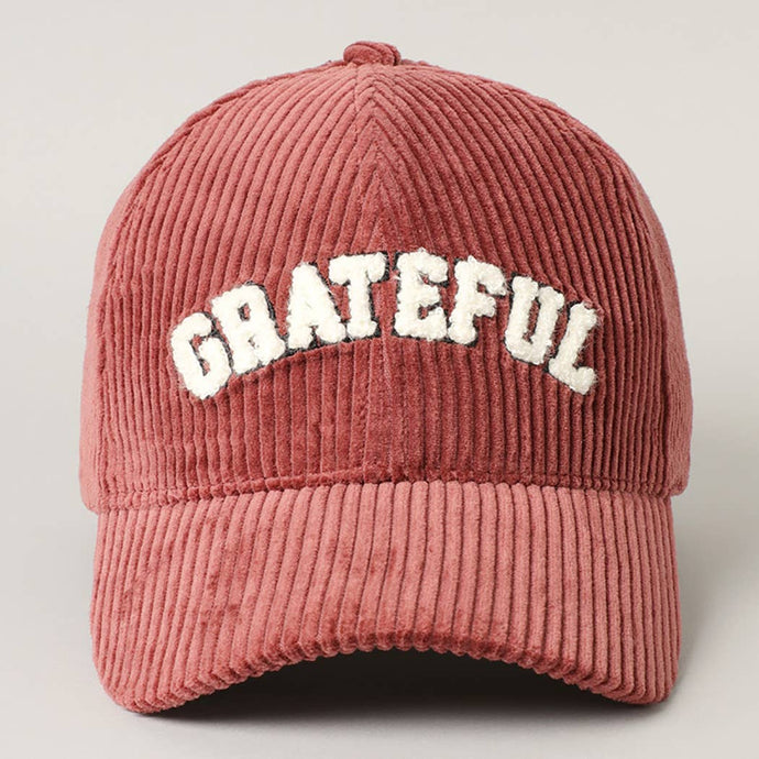 GRATEFUL 3D Embroidered Corduroy Baseball Cap