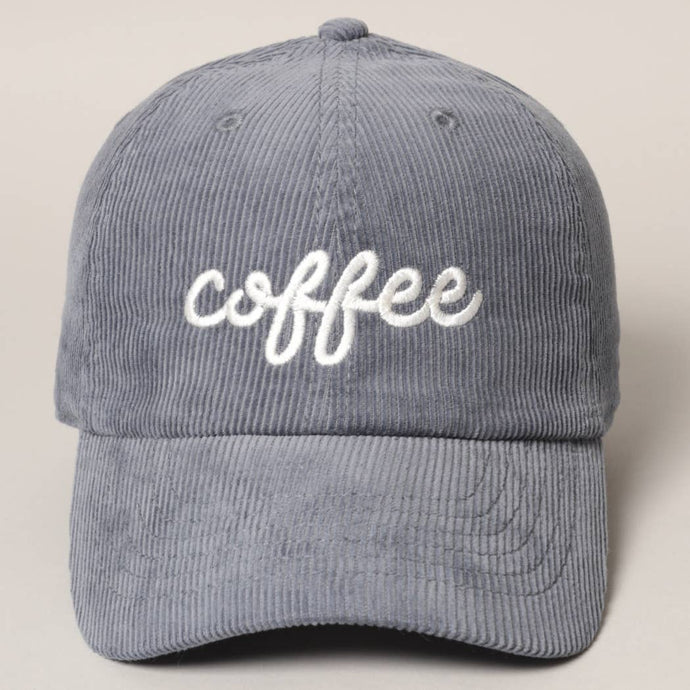 COFFEE Embroidered Corduroy Cap