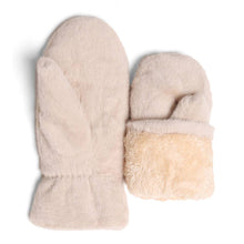 Solid Faux Fur Cuffed Mittens