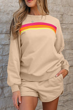 Stripe Pullover & Shorts Two Piece Casual Set