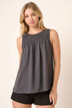 AIRFLOW SMOCKED SLEEVELESS BLOUSE