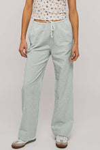 Blue Pinstripe Drawstring Wide Leg Lounge Pants