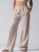 Blue Pinstripe Drawstring Wide Leg Lounge Pants