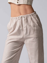 Blue Pinstripe Drawstring Wide Leg Lounge Pants
