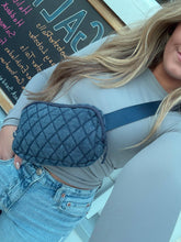 Denim Diamond Quilted C.C Belt Bag