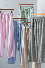 Blue Pinstripe Drawstring Wide Leg Lounge Pants