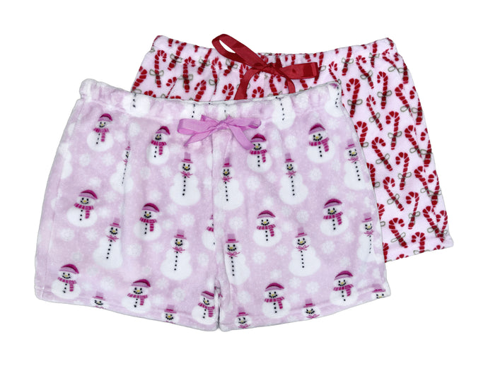 Set of 2 Velvety Fleece PJ Shorts