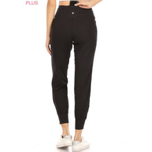 Plus Size Slim Fit Activewear Joggers with Back Pocket: Black