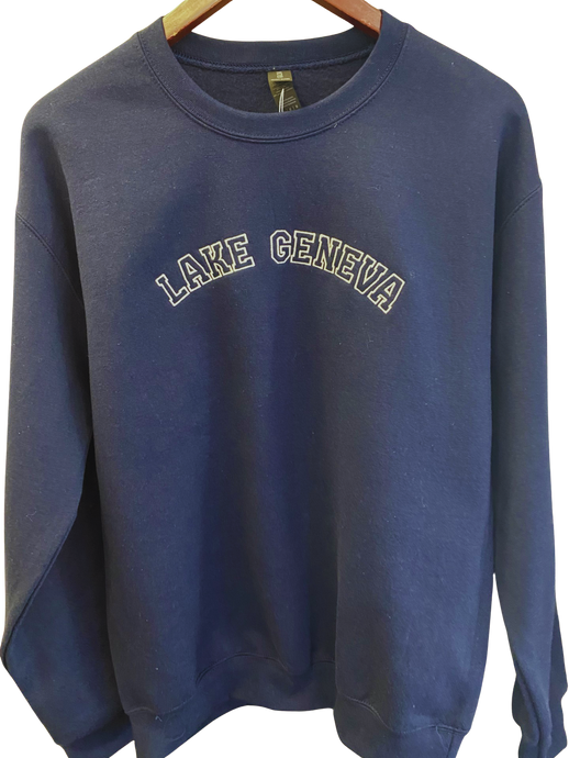 Navy Lake Geneva Embroidered Crew