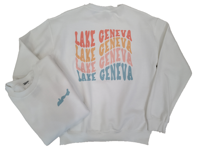Retro wave Lake Geneva Crew Sweatshirt