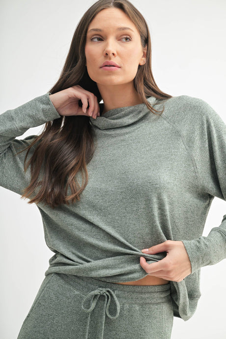 Brushed Hacci Cowl Neck Pullover