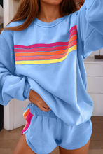 Stripe Pullover & Shorts Two Piece Casual Set