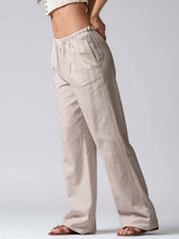 Blue Pinstripe Drawstring Wide Leg Lounge Pants