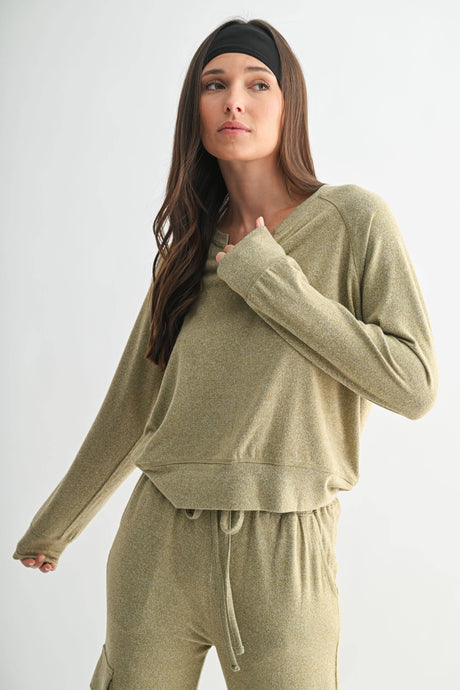 Brushed Hacci Lounge Long Sleeve Henley