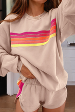 Stripe Pullover & Shorts Two Piece Casual Set