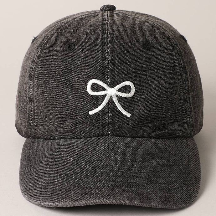 Trendy Bow Image Embroidered Denim Baseball Cap