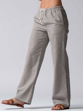 Blue Pinstripe Drawstring Wide Leg Lounge Pants