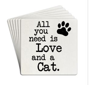 Tipsy Paper Drink Coasters  All You Need is Love and a Cat